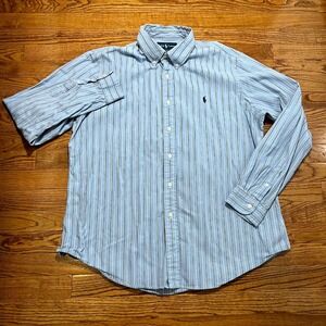 Ralph Lauren Shirt Men's XL Blue Custom Fit Preppy Pony Button Down Long Sleeve